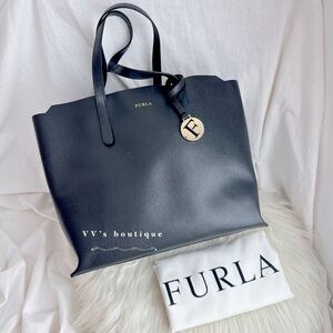 NWT Furla Sally Medium Saffiano Leather Tote Onyx Black Limited RARE